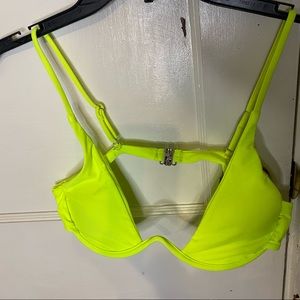 Neon green shein bikini top.